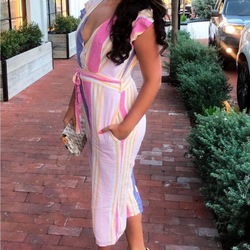 Line & Dot Pastel Striped Jumpsuit